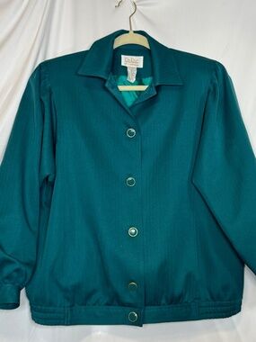 VTG Da-Rue of California Jacket Shoulder pads Teal Sz 6